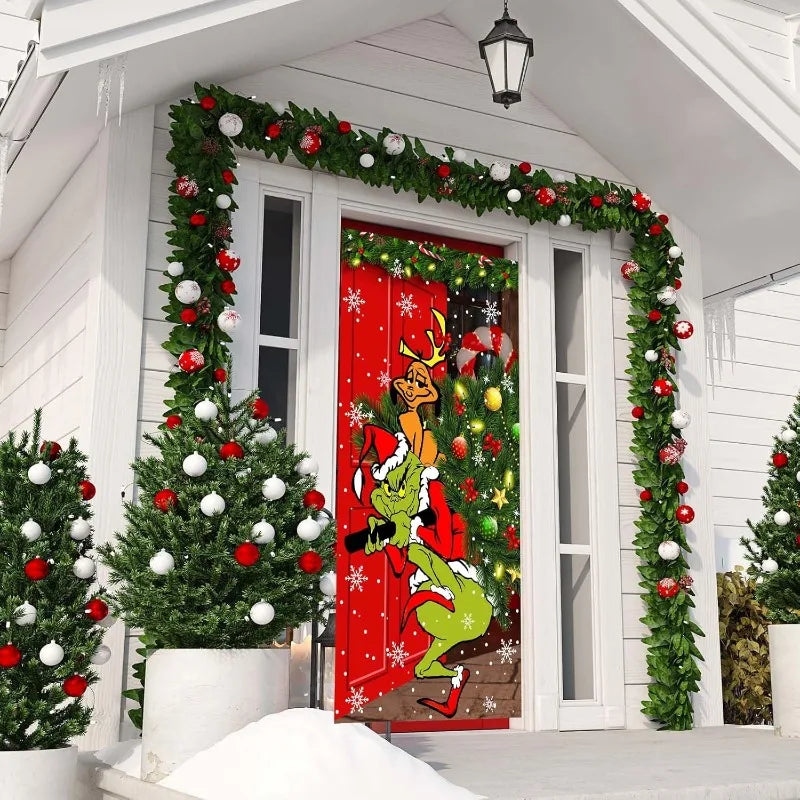 Green Christmas decorations door cover Christmas Christmas Christmas winter holiday home kitchen