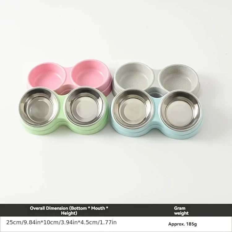 Stainless Steel Double Pet Bowls - Non-Skid Dual Food & Water Station