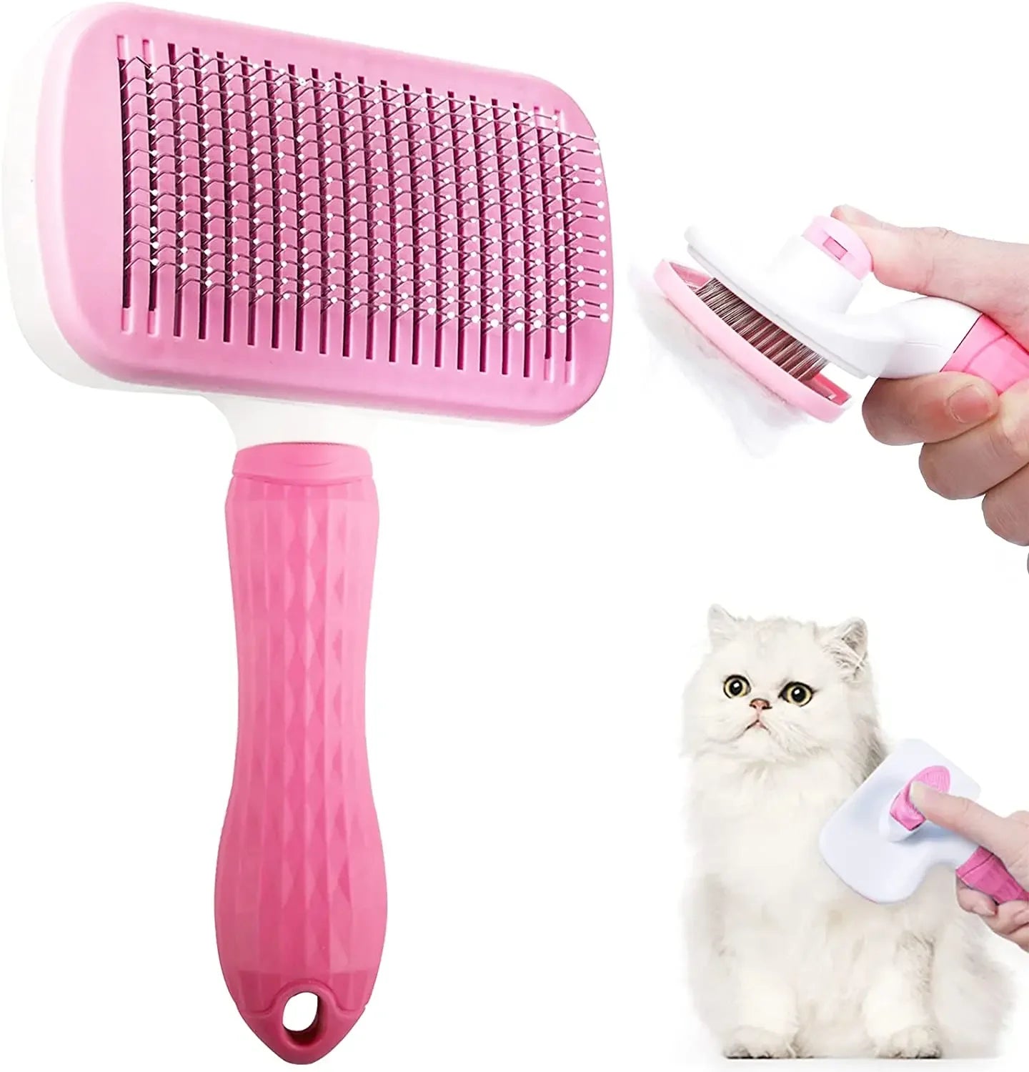 Anti-Matting Long Hair Pet Brush - Self-Cleaning Undercoat Comb