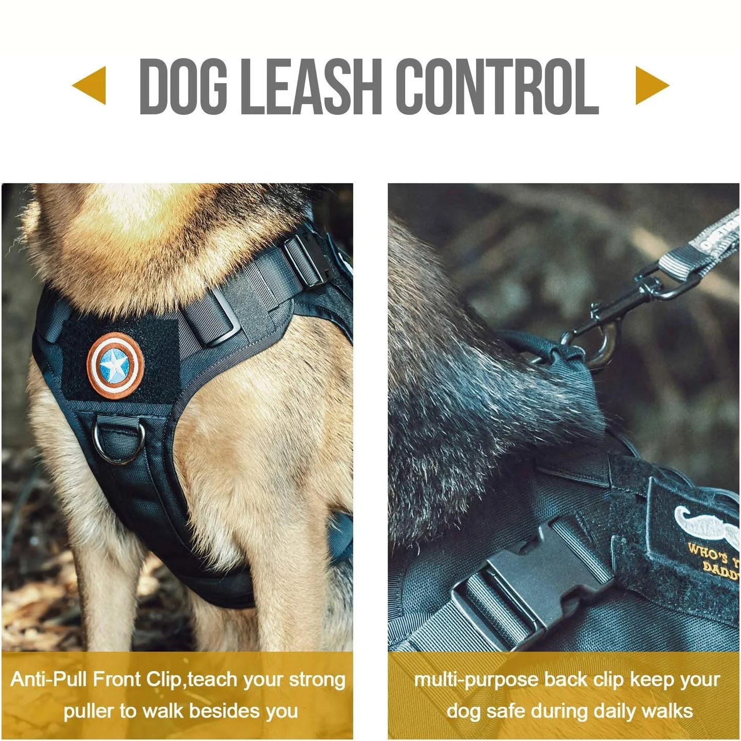 Tactical Service Dog Harness: No-Pull Vest with Hook & Loop Panels