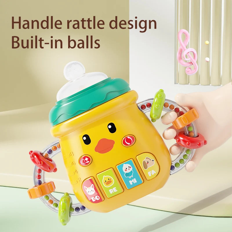 0-12M Baby Musical Feeding Bottle Pacifier Newborn Soft Teether Rattles Educational Toy Mobile Soothing Vocal Music Rattles Toys - PULSE MART