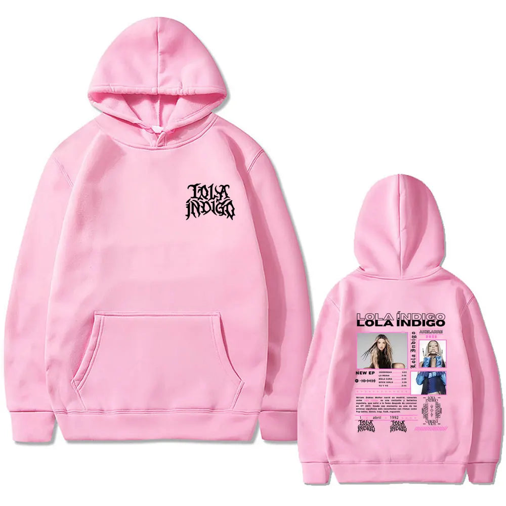 Hot Singer Lola Indigo 2025 Tour Hoodie Men Women Hip Hop Fashion Pop Music Streetwear