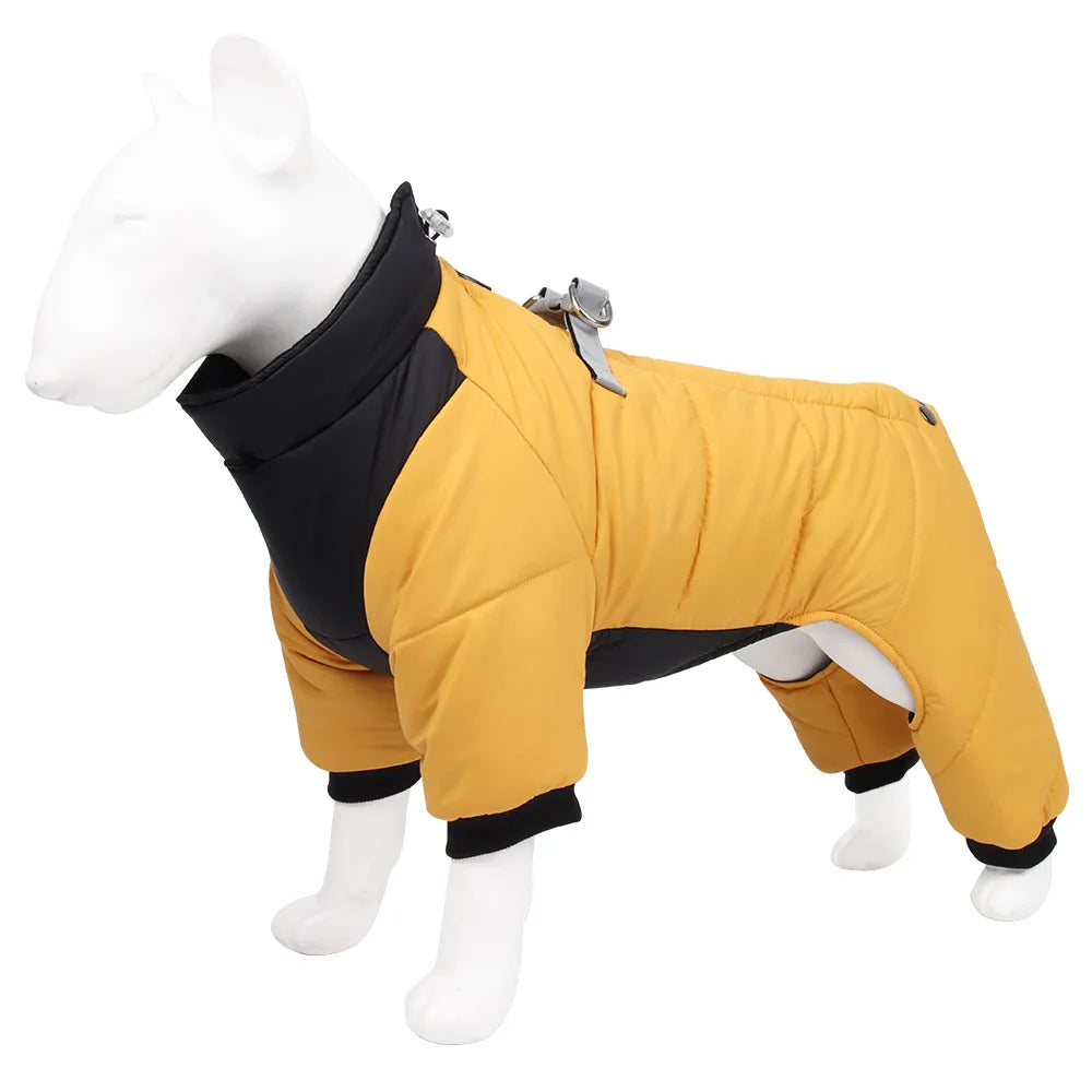 Reflective Four-Legged Dog Winter Coat - Rainproof Windproof Overalls
