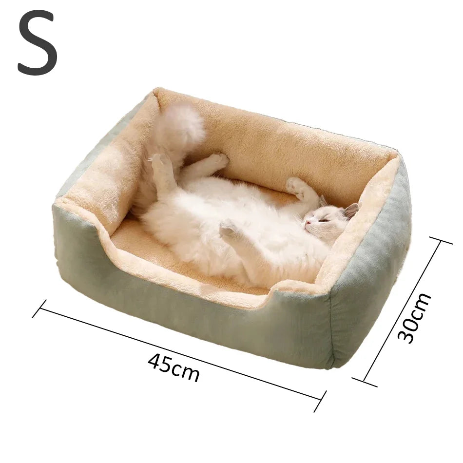 Plush Cat Bed Cushion Basket, Cozy Kitten House & Habitat