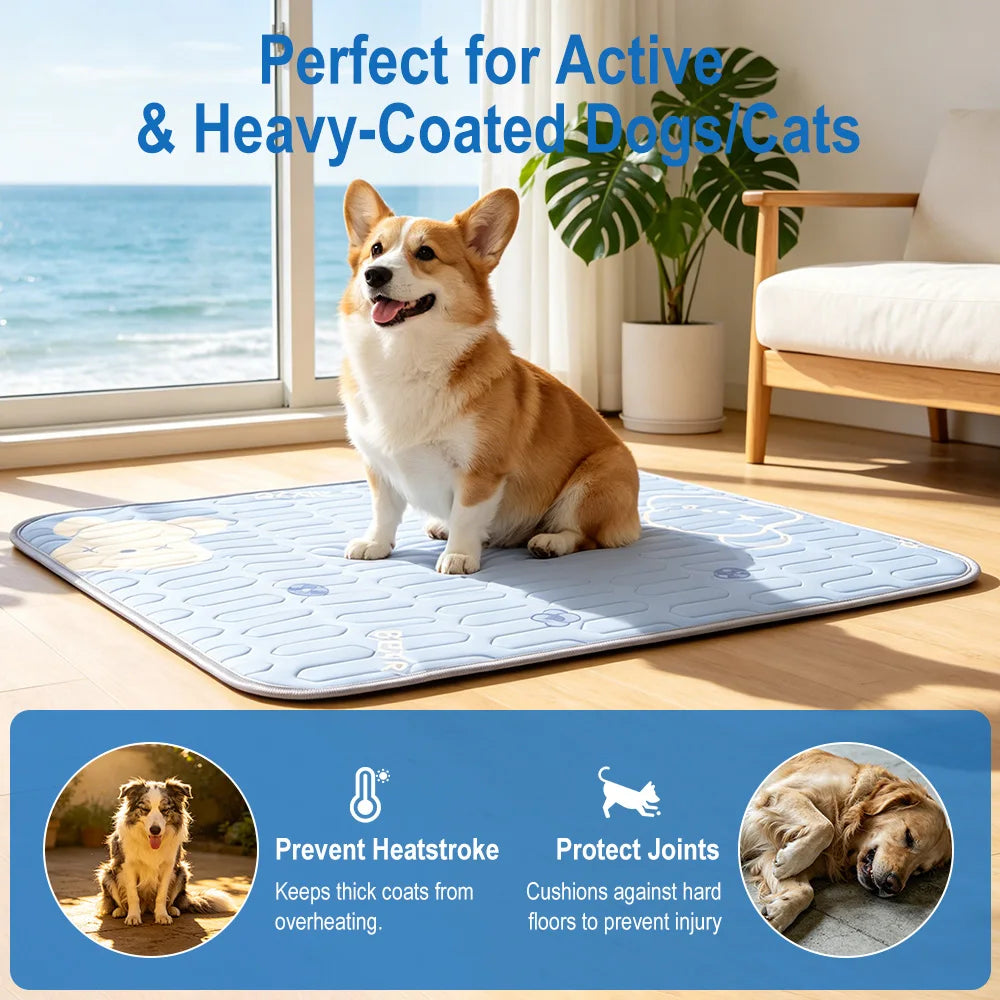 Cooling Latex Dog Mat, Washable & Reusable Summer Pet Sleeping Pad