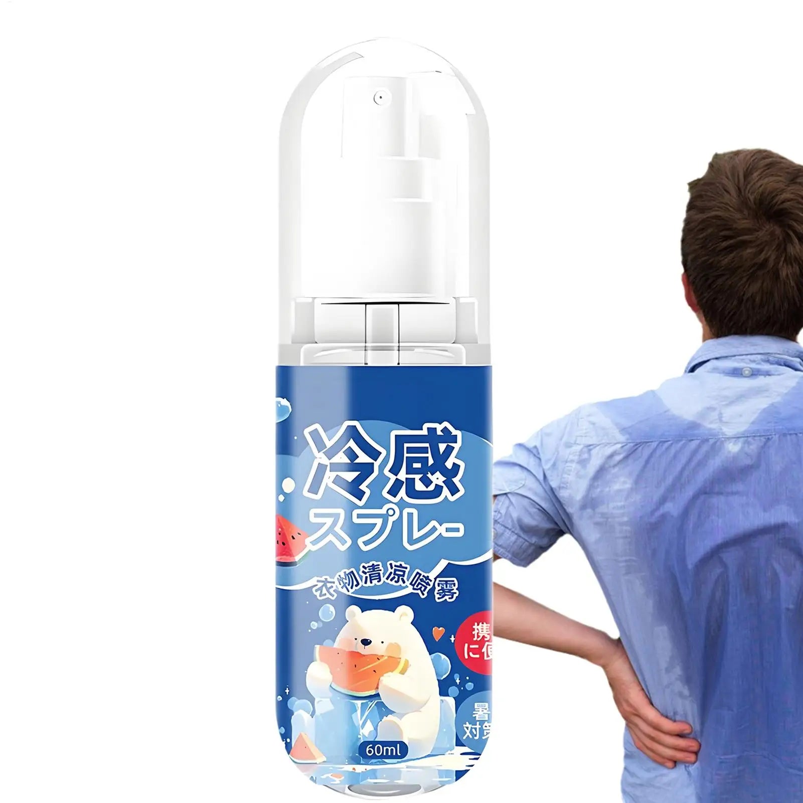 60ml Cooling Spray Refreshing Cool Body Mist Hot Weather Heat Relief Mist Outdoor