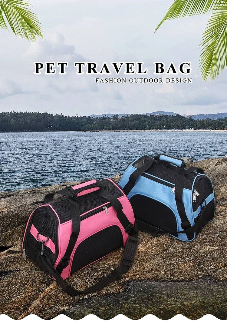 Portable Cat & Dog Carrier Bag – Foldable Breathable Mesh Pet Travel Handbag