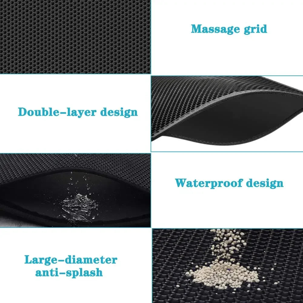 Double-Layer Waterproof Cat Litter Mat – Non-Slip Washable Trapping Pad