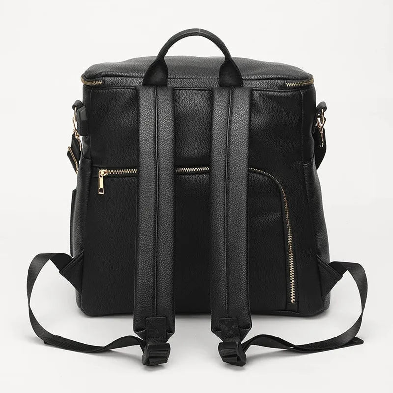PU Leather Diaper Bag Backpack Large Capacity Travel Carry Bag Maternity Bag Stroller Organizer Nappy Changing Bags Diaper pad - PULSE MART