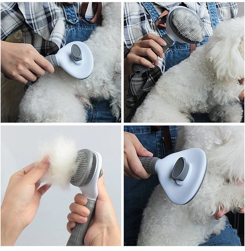 Anti-Matting Long Hair Pet Brush - Self-Cleaning Undercoat Comb