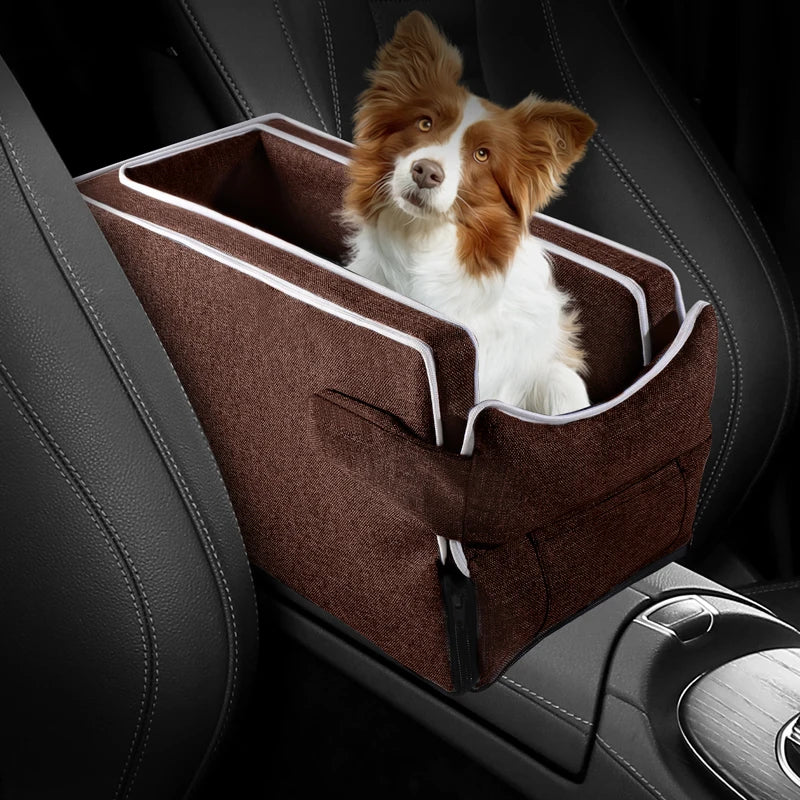 Car Center Console Pet Bed Mat, Small Dog & Cat Booster Safety Seat