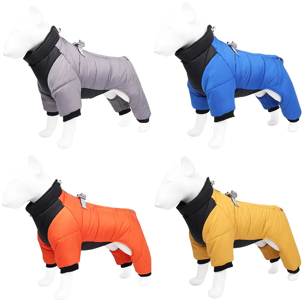 Reflective Four-Legged Dog Winter Coat - Rainproof Windproof Overalls