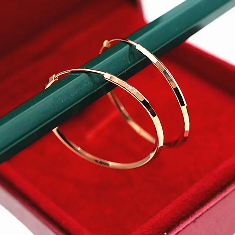 585 Purple Gold Faceted Shiny Ear Rings for Women New in Plated 14K Rose Gold c