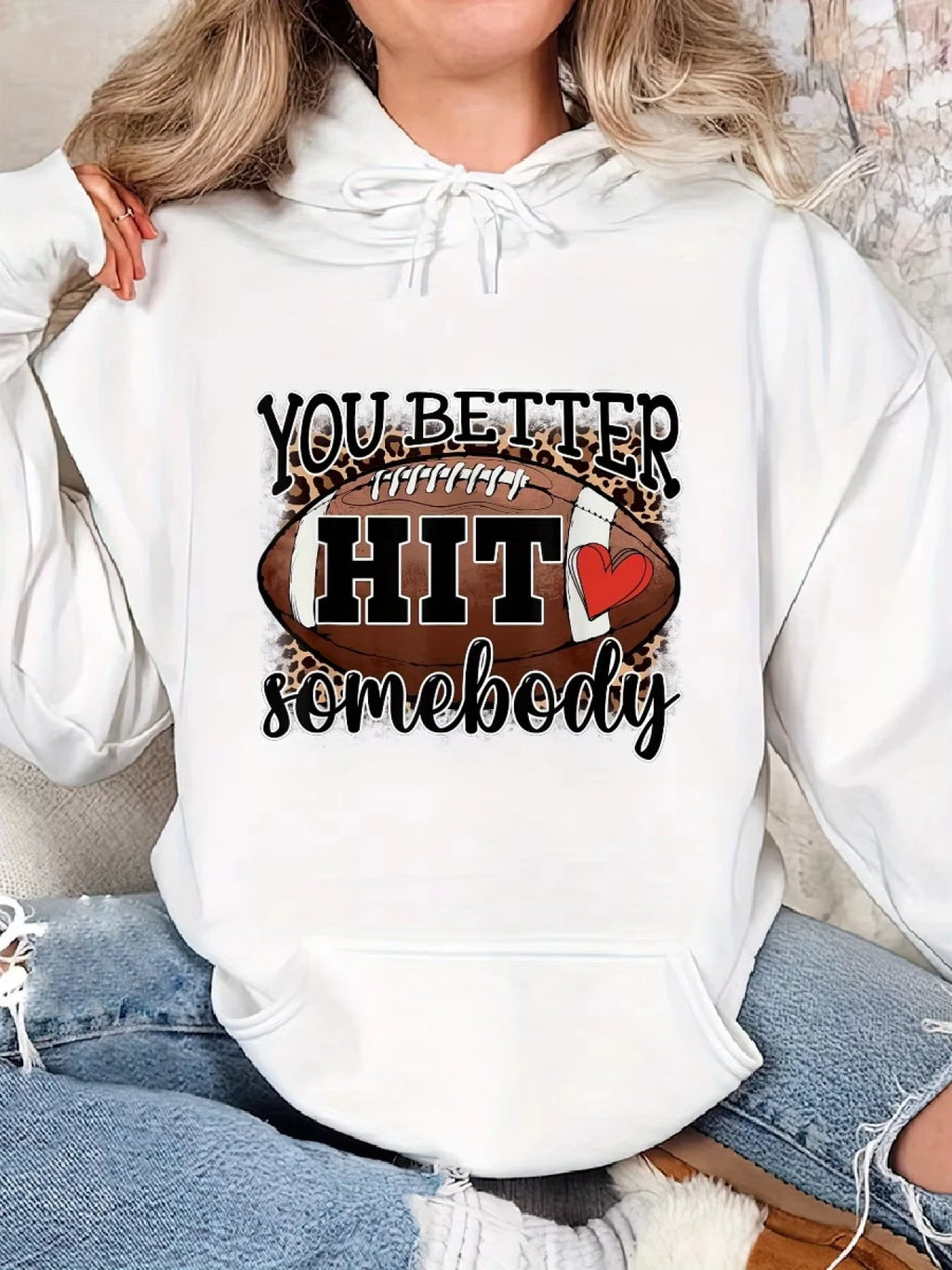 Ladies Football Hoodie - Pullover, Long Sleeve Casual Sportswear