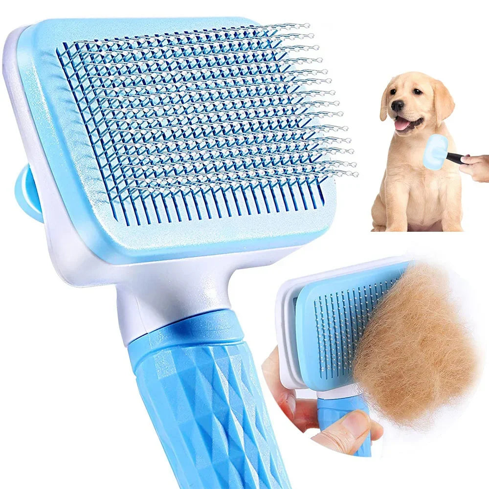 Anti-Matting Long Hair Pet Brush - Self-Cleaning Undercoat Comb