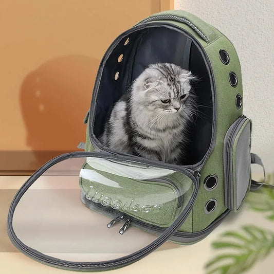 Transparent Cat Carrier Backpack – Breathable Pet Travel Backpack for Cats & Small Dogs