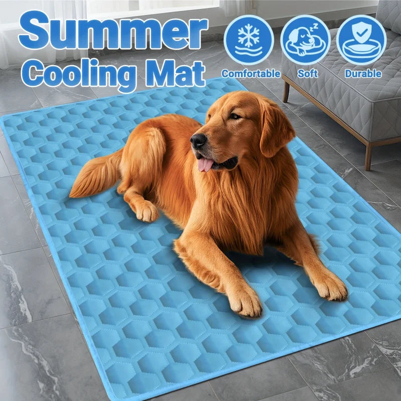 Ice Silk Dog Cooling Mat, Washable & Portable Summer Pet Sleeping Pad