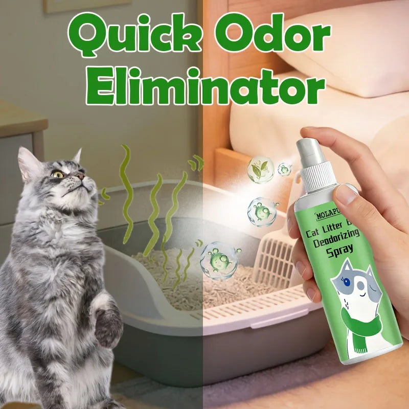 Cat Litter Deodorizing Spray – Multi-Purpose Odor Eliminator for Litter Boxes & Pet Areas