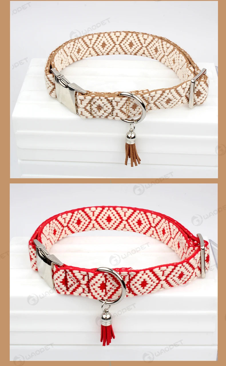 Bohemian Ethnic Style Pet Collar: Luxurious Adjustable Multi-Color Neckband