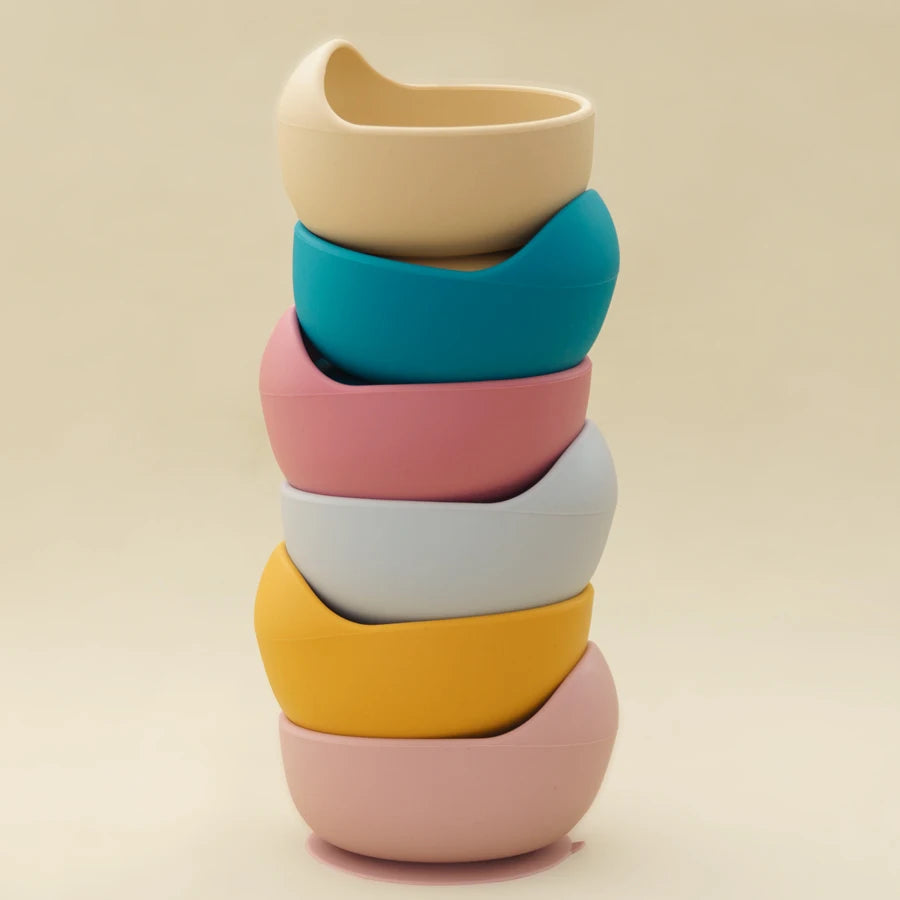 Mamaplan 3PCS Baby Silicone Feeding Set Toddler Suction Bowl Feeding Training Spoon Fork Baby Dishes Plate Baby Accessories - PULSE MART