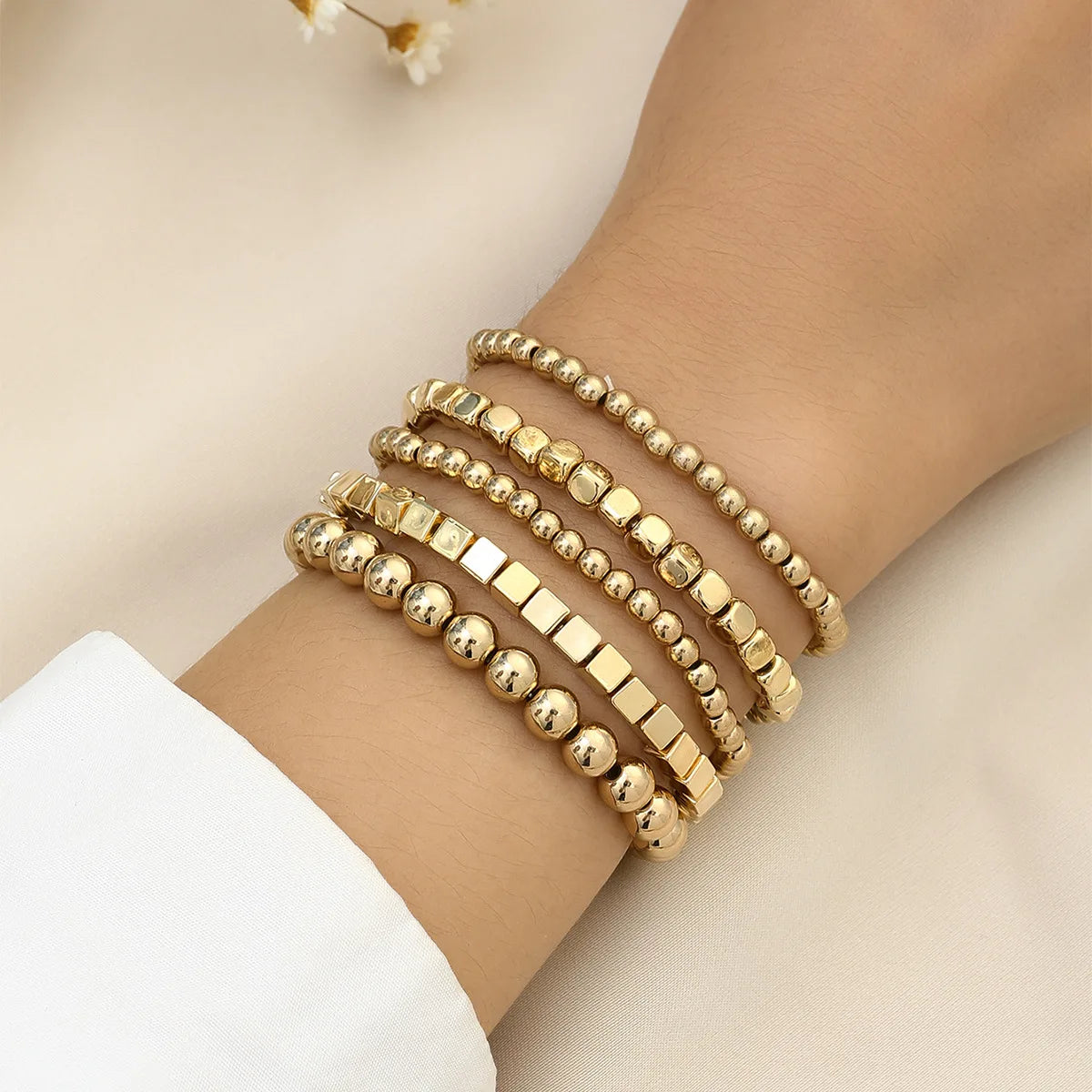 New Beaded Bracelets for Women Charm Link Chain Bracelets Bangles Handmade Gold Color