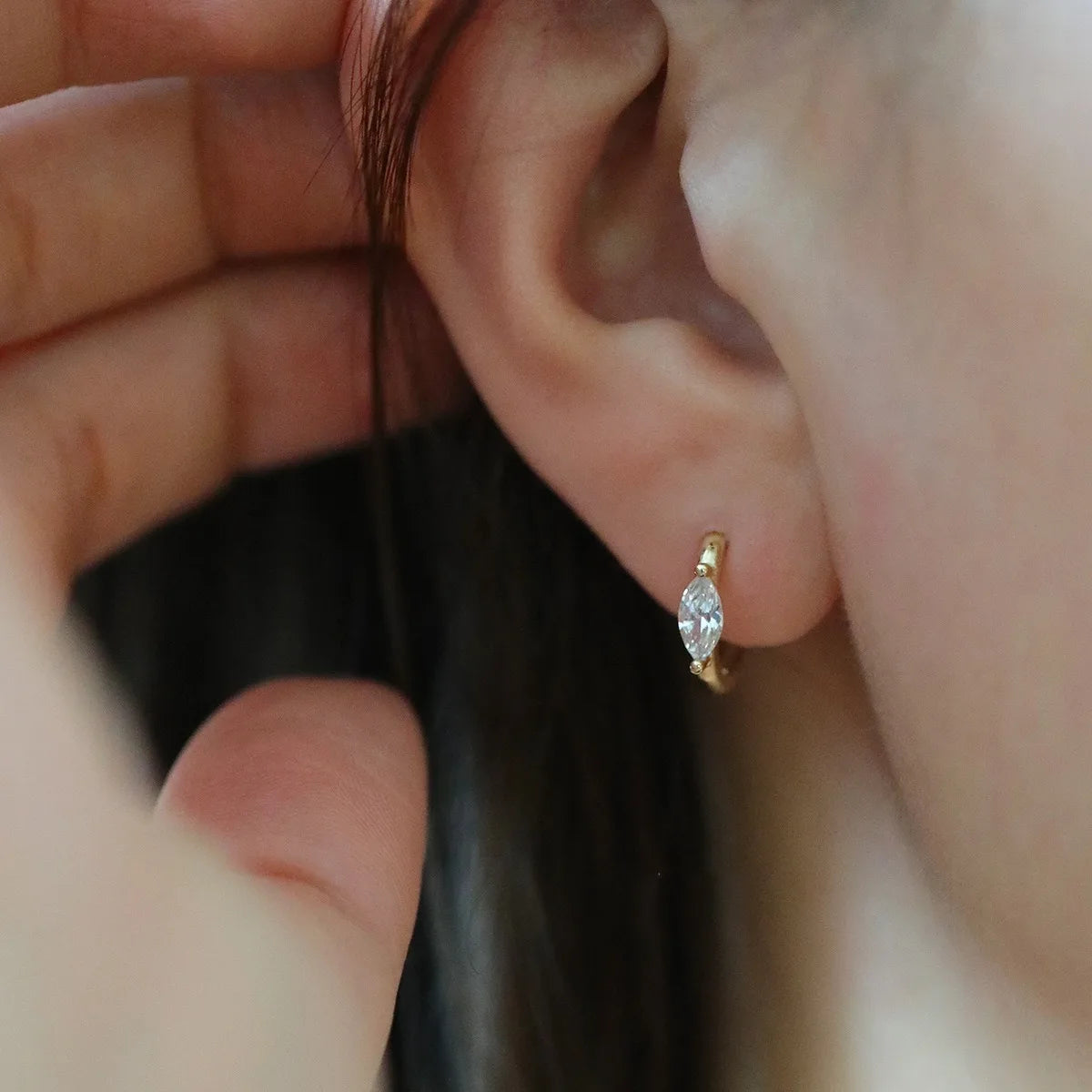 925 Sterling Silver Plated 14K Gold Geometric Zircon Earrings for Women  Elegant Accessories