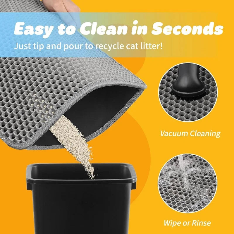 Waterproof Double-Layer Cat Litter Mat – Foldable Urine-Proof Litter Trapping Carpet for Cats