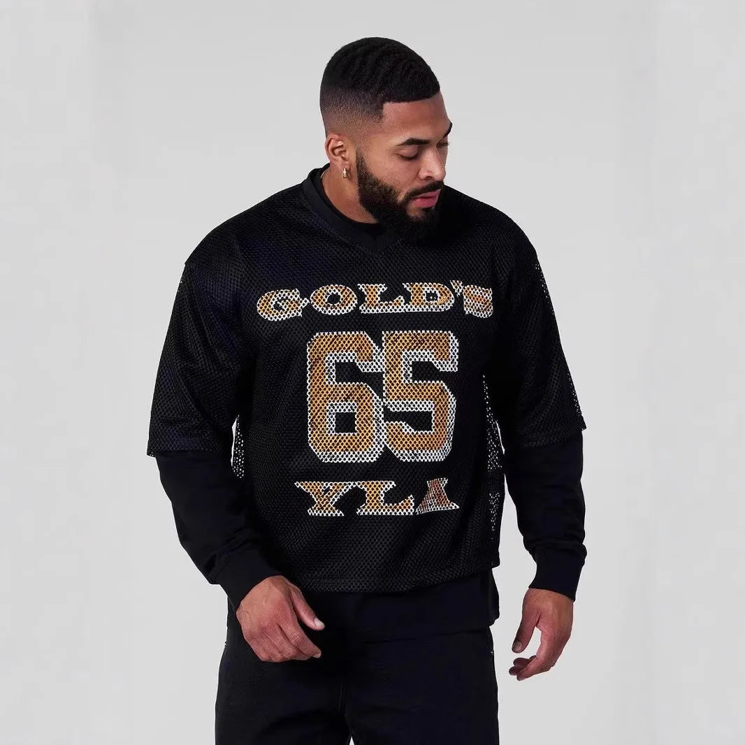 Men’s Summer Sports V-Neck T-Shirt – Loose Fit Gym Running Leisure Top