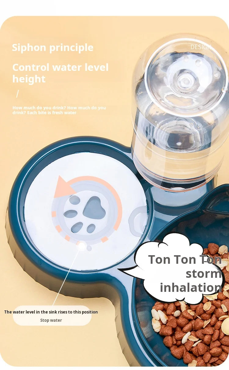 3-in-1 Elevated Cat Bowl & Gravity Water Feeder – Tilted Food & Water Bowl Set for Cats & Small Dogs