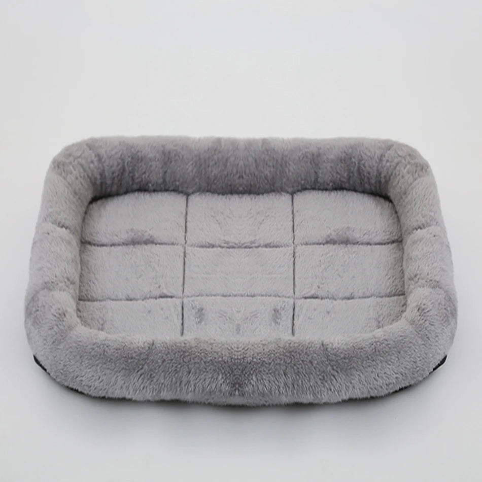 Soft Plush Pet Bed – Square Kennel Cushion for Cats & Dogs