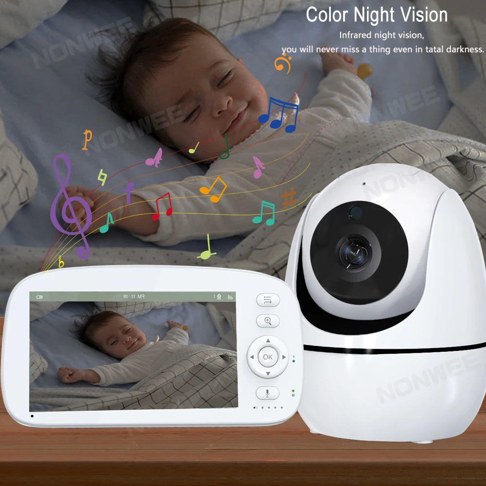 5" HD Baby Monitor with 2.4G FHSS Technology | 5000mAh Battery, 35H Long Lasting | Temperature Alert, VOX Mode, 360° Pan-Tilt | - PULSE MART