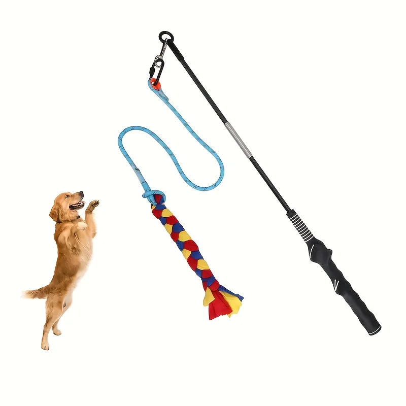 Interactive Dog Flirt Pole - Extendable Exercise Chasing & Chewing Wand