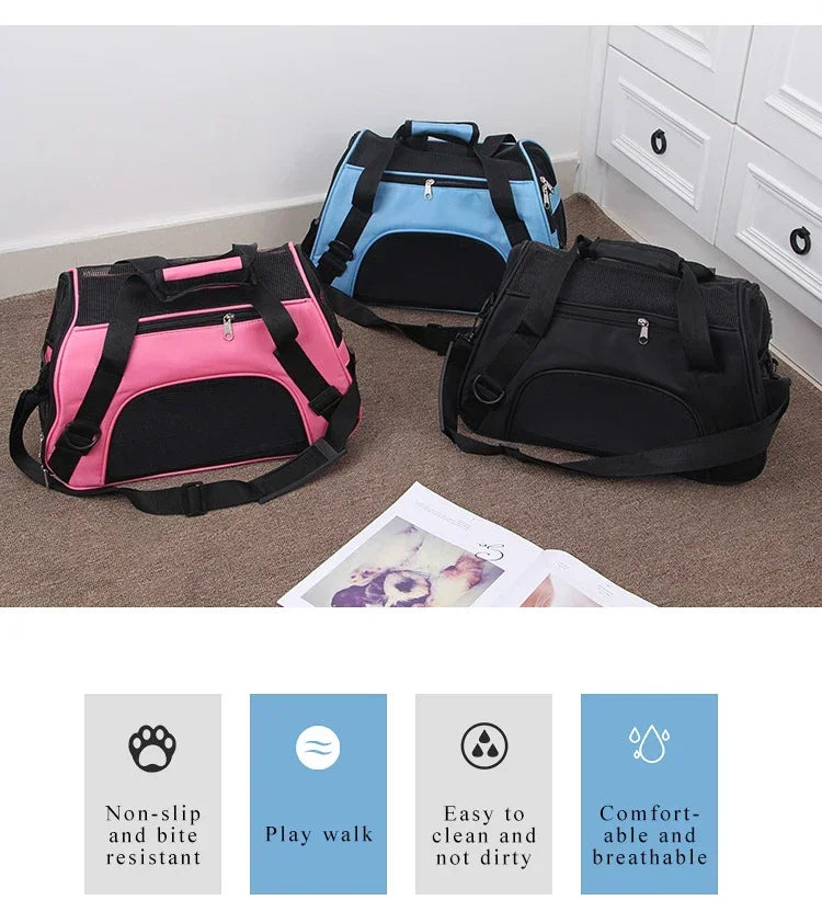 Portable Cat & Dog Carrier Bag – Foldable Breathable Mesh Pet Travel Handbag