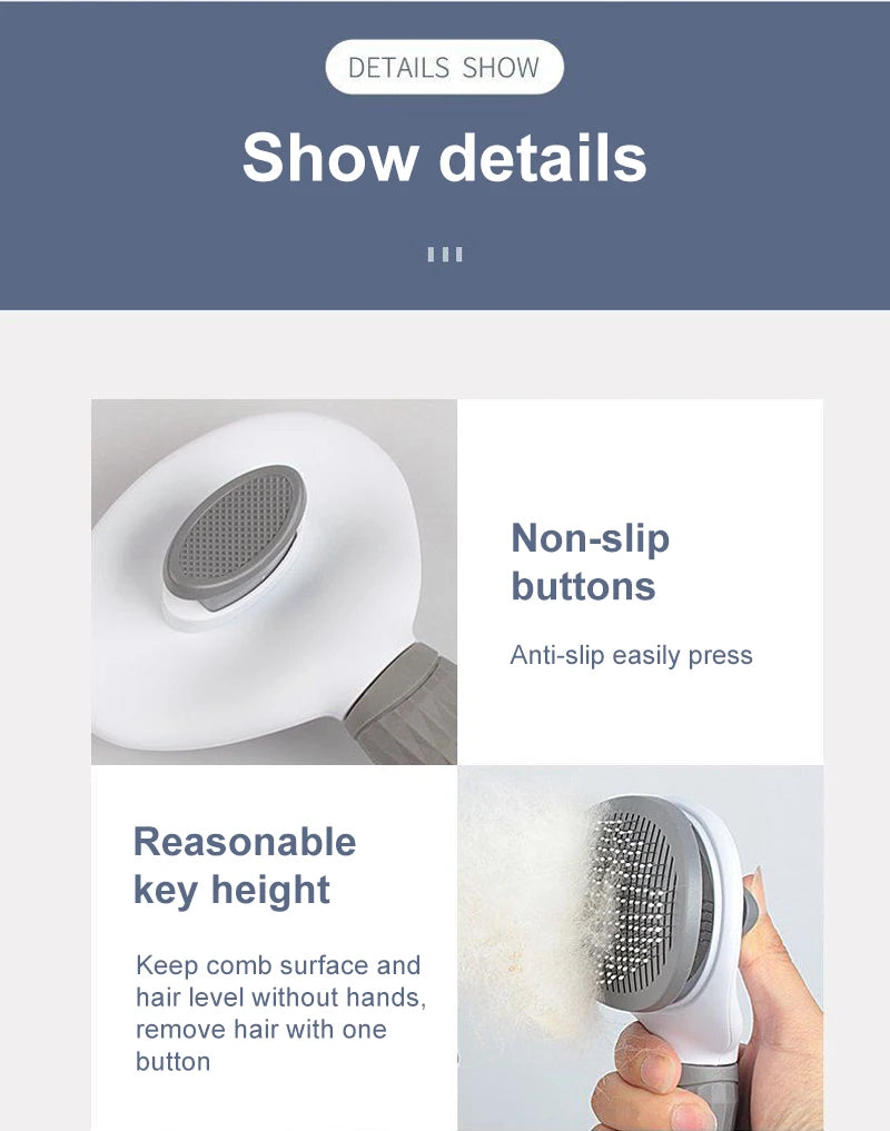 Anti-Matting Long Hair Pet Brush - Self-Cleaning Undercoat Comb