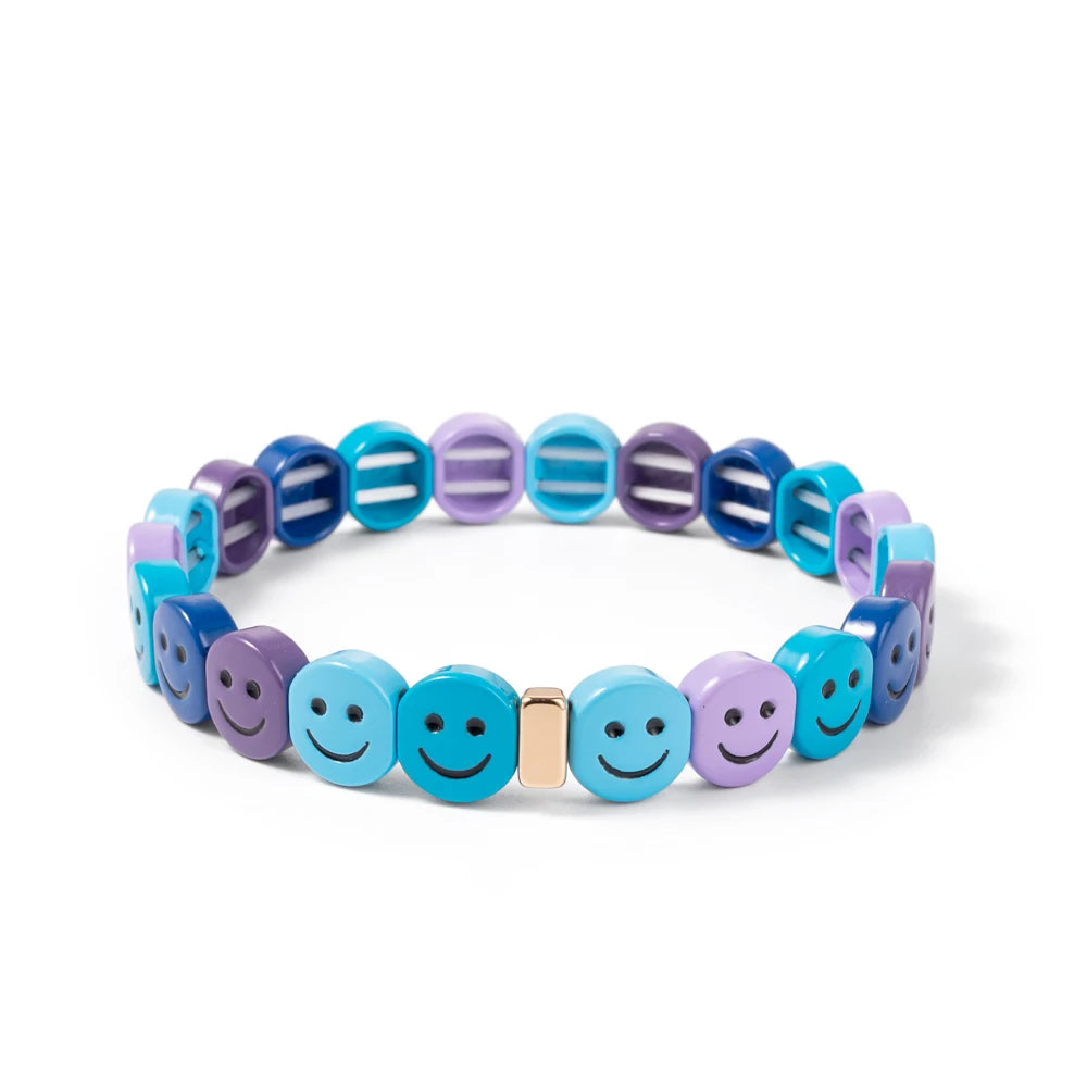 2024 New Enamel Bracelets For Women Happy Beaded Elastic Bangle Hand Accessory