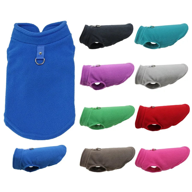 Winter Fleece Dog Jacket with Harness D-Ring - Warm Step-In Vest for Small Dogs