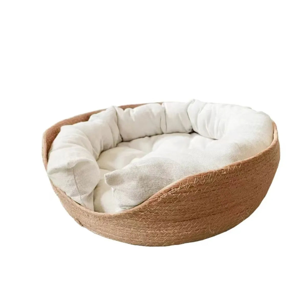 Handmade Bamboo Pet Bed – Woven Sofa Nest for Cats & Small Dogs