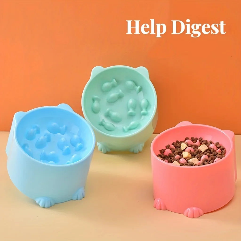 Elevated Slow Feeder Cat Bowl – Anti-Choking Raised Food Bowl for Cats & Small Pets