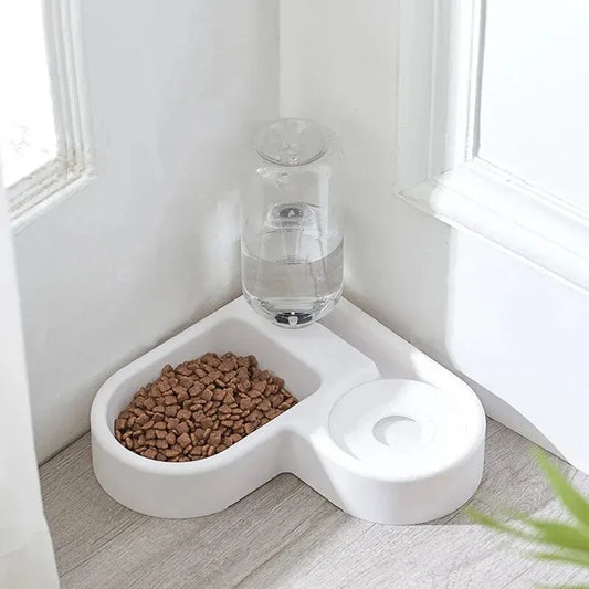 Automatic Waterer & Double Pet Bowl - Multi-Functional Feeding Station