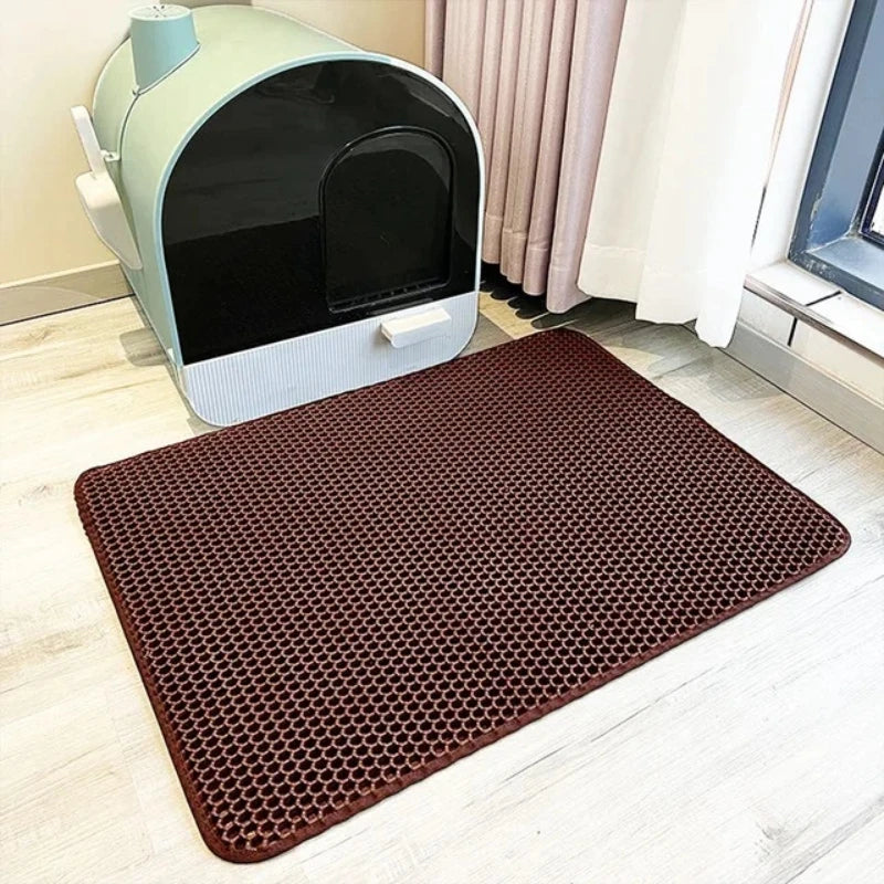 Waterproof Double-Layer Cat Litter Mat – Foldable Urine-Proof Litter Trapping Carpet for Cats