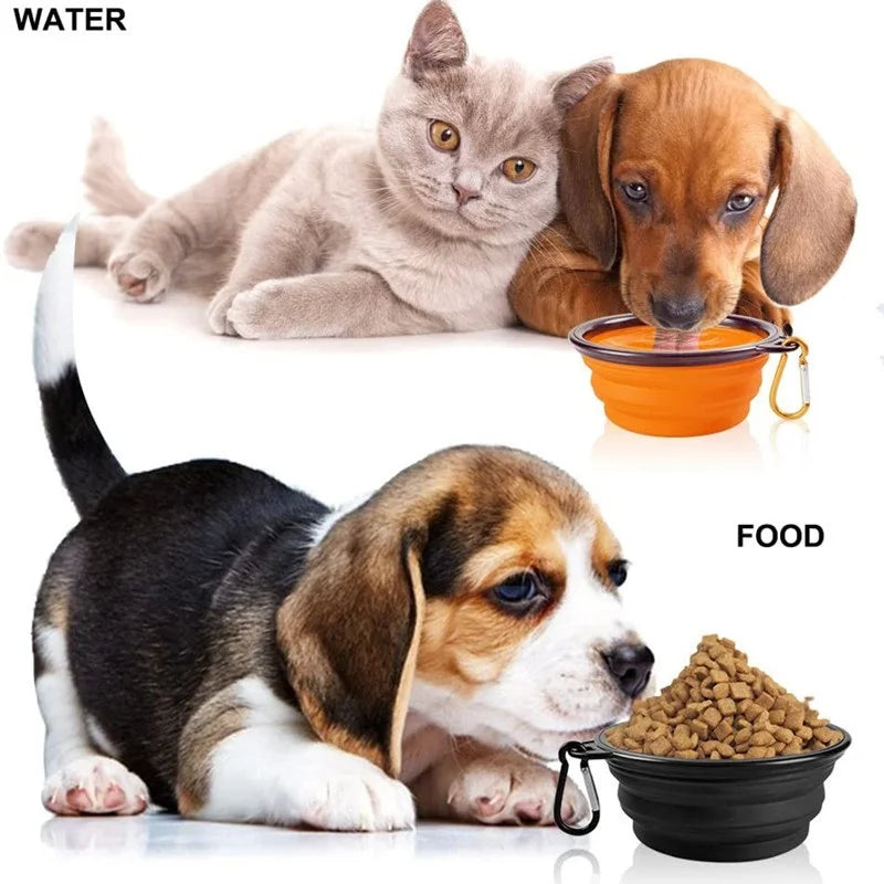 Folding Portable Dog Bowl - Lightweight Silicone Travel Feeder