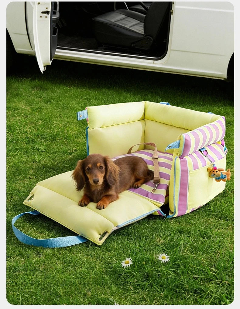 2-in-1 Pet Car Seat Carrier, Waterproof Detachable Travel Bag