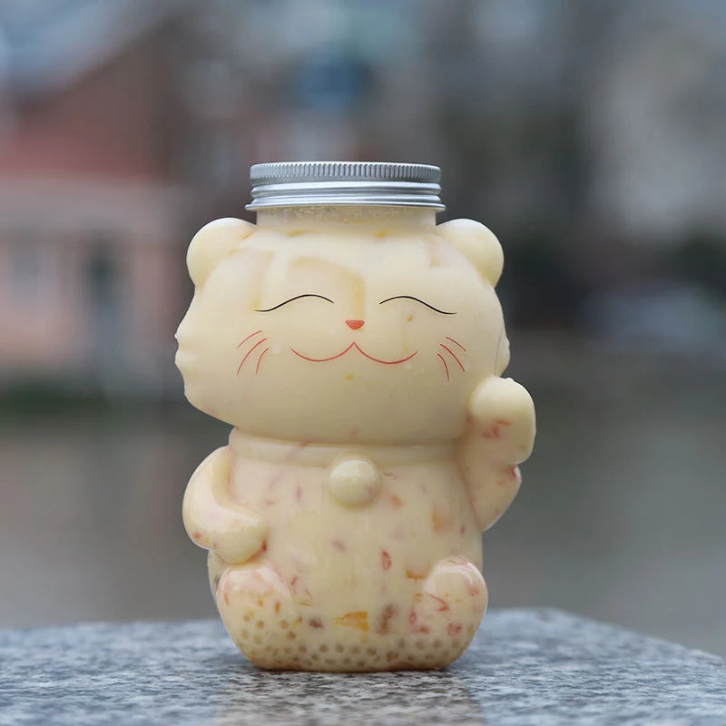 Disposable Drink Bottles Juice Storage Bottles Beverage Milk Tea Bottles Cute Bear Juice Drink Milk Tea Sealed Bottle - PULSE MART