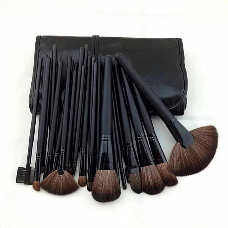 24-Piece Professional Makeup Brush Set - Eyebrow, Powder, Foundation, Shadows - PULSE MART