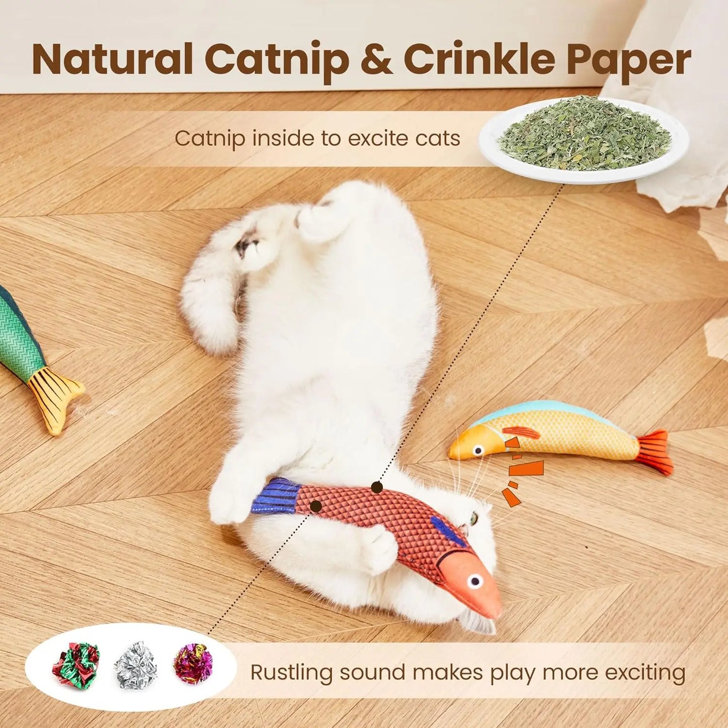 Catnip Fish Cat Toy – Interactive Plush Chew & Teeth Cleaning Toy for Cats & Kittens