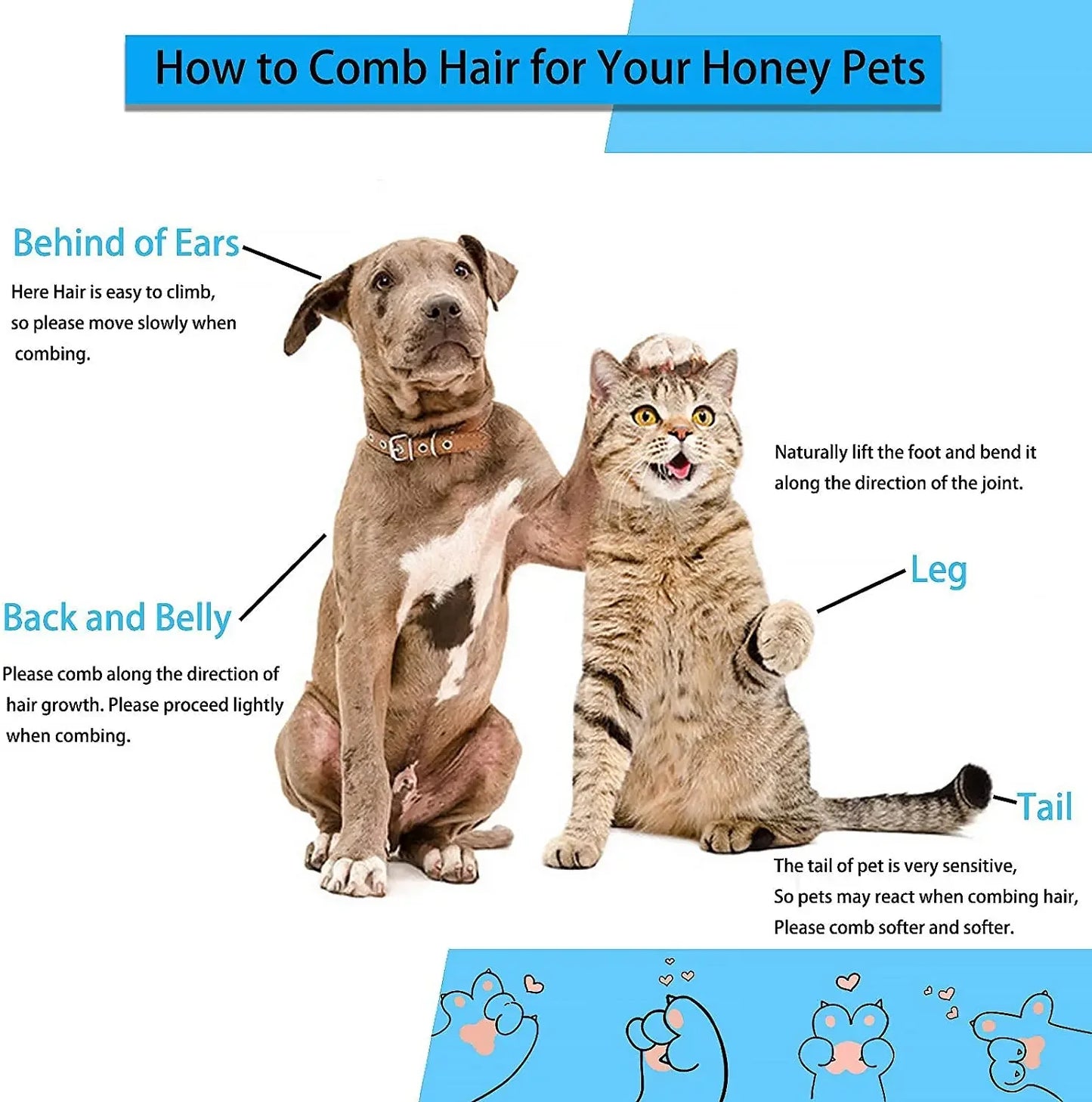 Anti-Matting Long Hair Pet Brush - Self-Cleaning Undercoat Comb