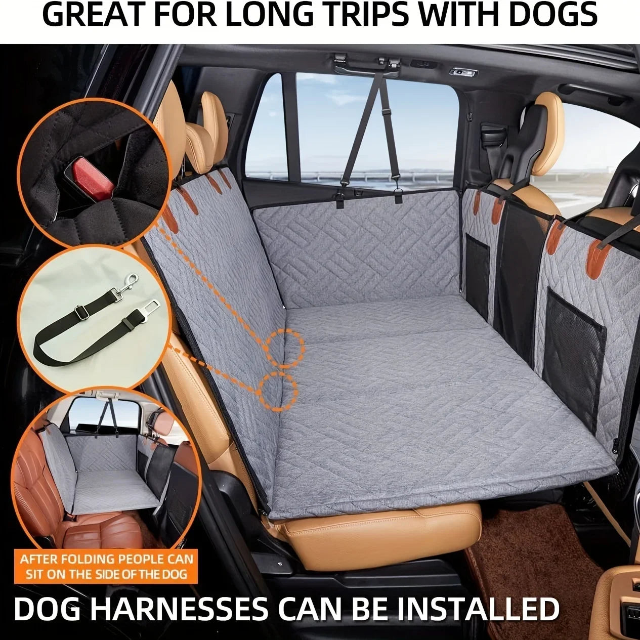 Waterproof Dog Car Seat Cover – Nonslip Pet Back Seat Hammock for Dogs and Cats