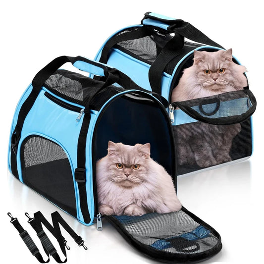 Portable Cat & Dog Carrier Bag – Foldable Breathable Mesh Pet Travel Handbag