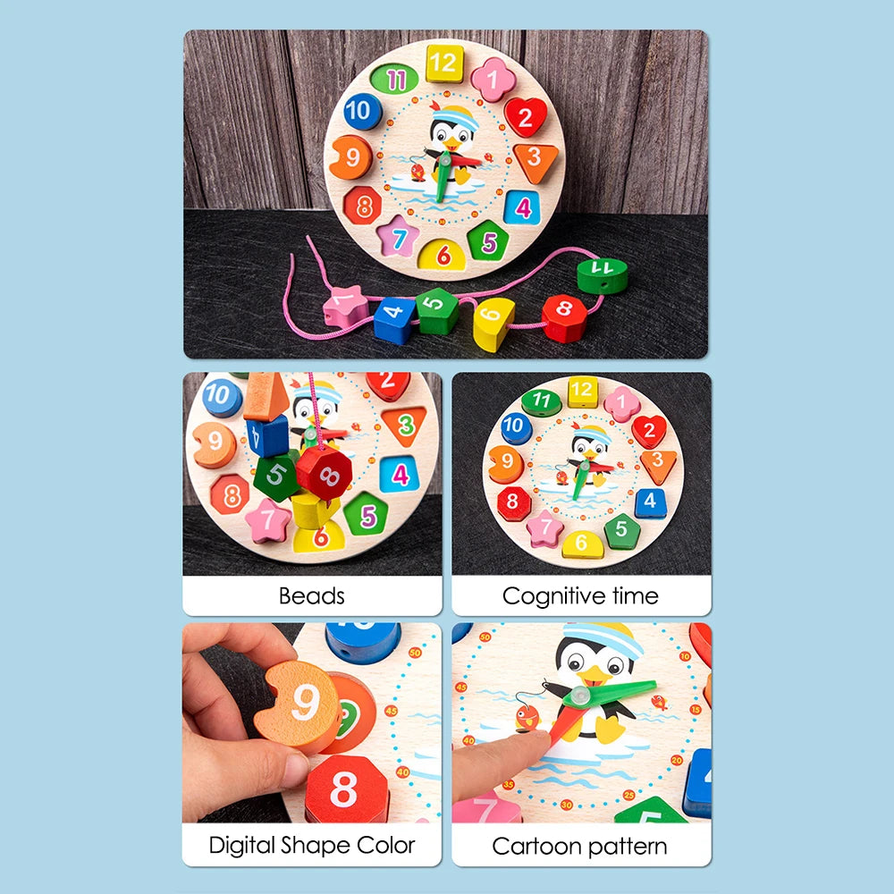 Montessori Baby Toys 9 in 1 Wooden Musical Set: Xylophone Rattle Drum Bell 3D Puzzles Sensory Learning Gifts for 0-12 Months 1-3