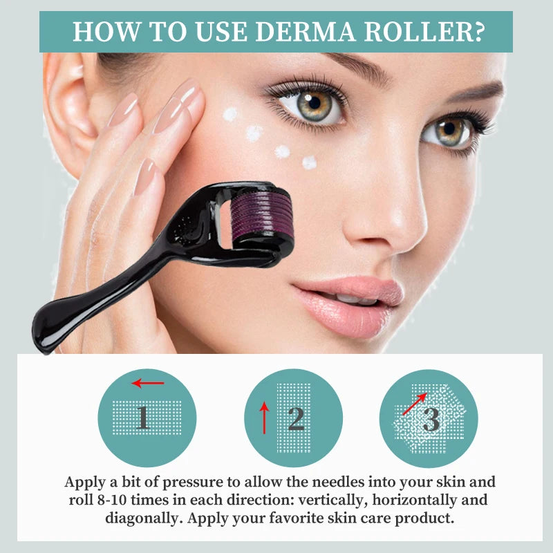 540 Titanium Derma Roller - Hair and Beard Regrowth Tool for Skin Care and Anti-Aging - PULSE MART